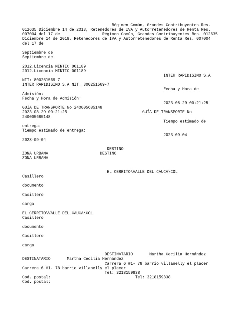 Guia de transporte inter rapidisimo pdf dinero pagos