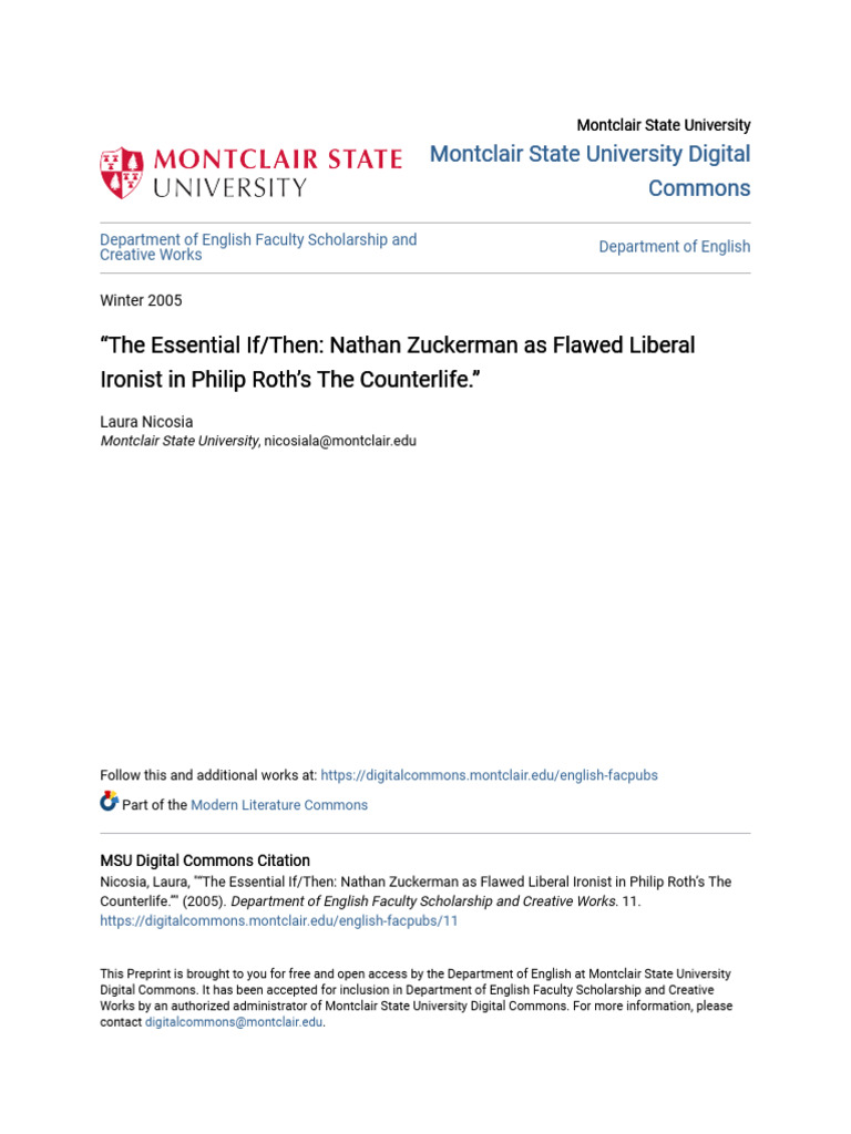Nathan Zuckerman: Flawed Ironist Analysis | PDF | Richard Rorty