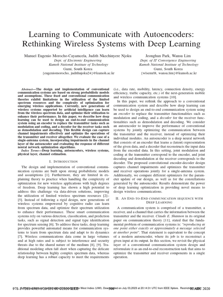 Learning To Communicate With Autoencoders Rethinking Wireless Systems ...