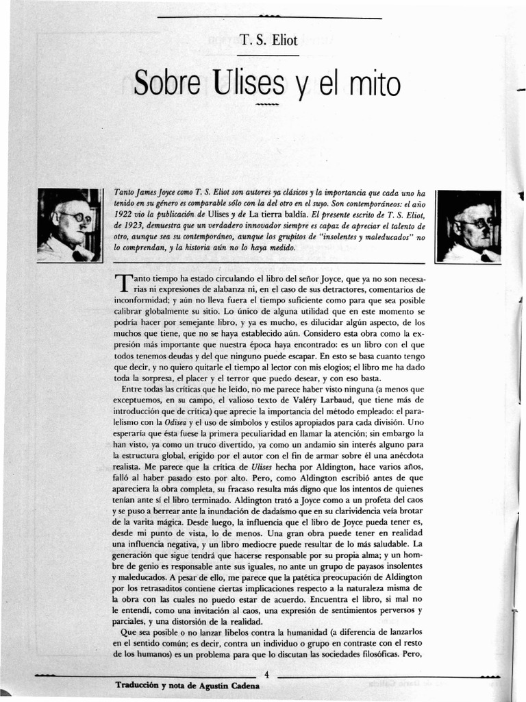 Análisis de T. S. Eliot sobre Ulises | PDF | James Joyce | Novelas