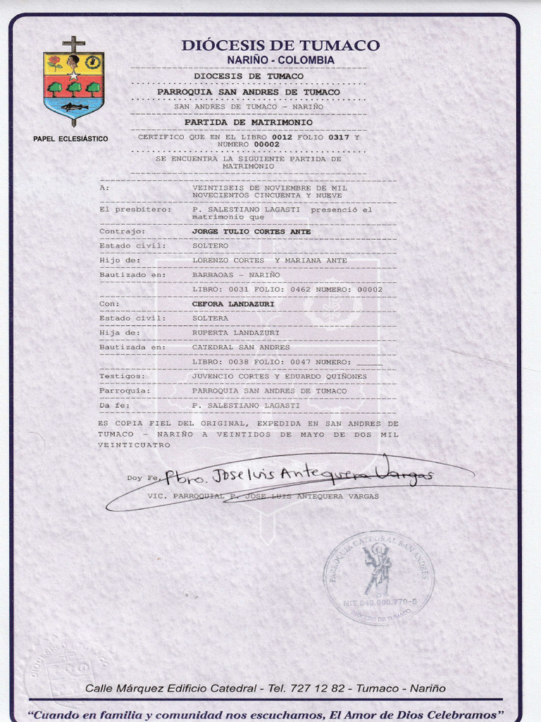 Partida de Matrimonio | PDF