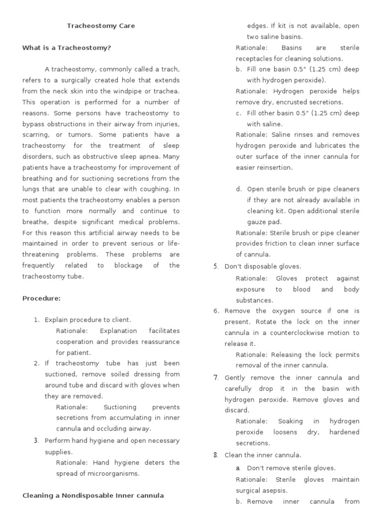 Tracheostomy Care Guide for Nurses | PDF | Medicine | Medical Specialties
