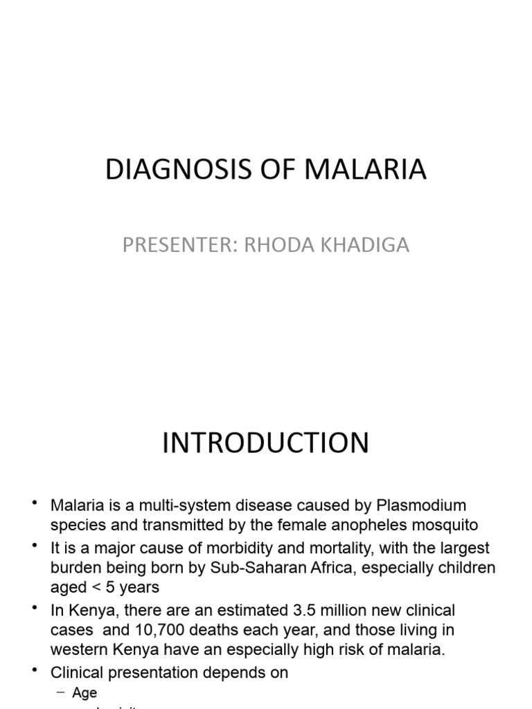 Diagnosis of Malaria | PDF | Malaria | Medical Specialties