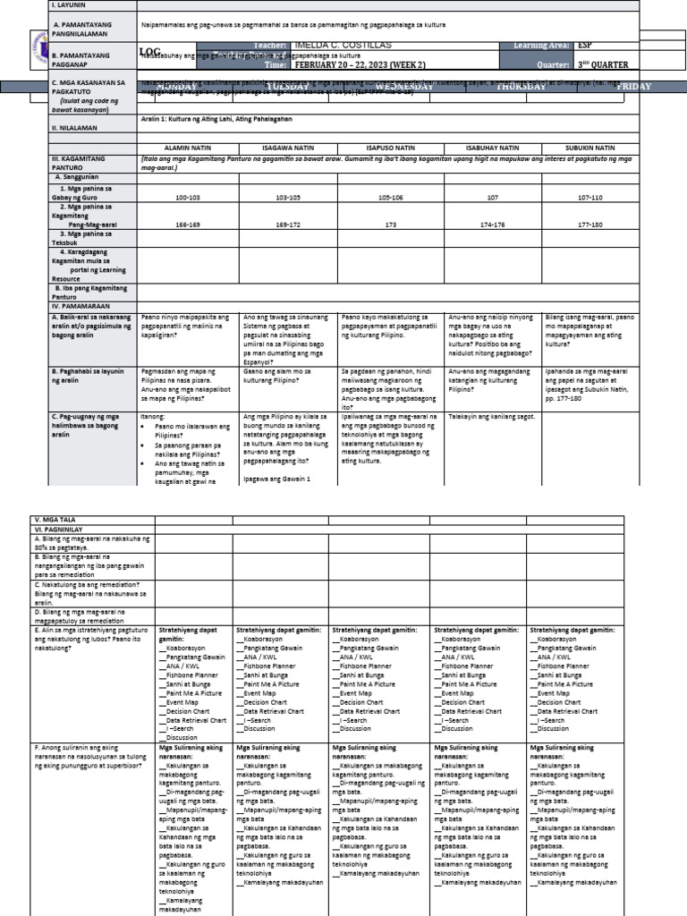 DLL - Esp 4 - Q3 - W2 | PDF