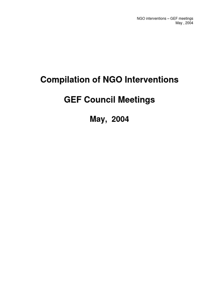 NGO Recommendations for GEF Support | PDF | Non Governmental ...