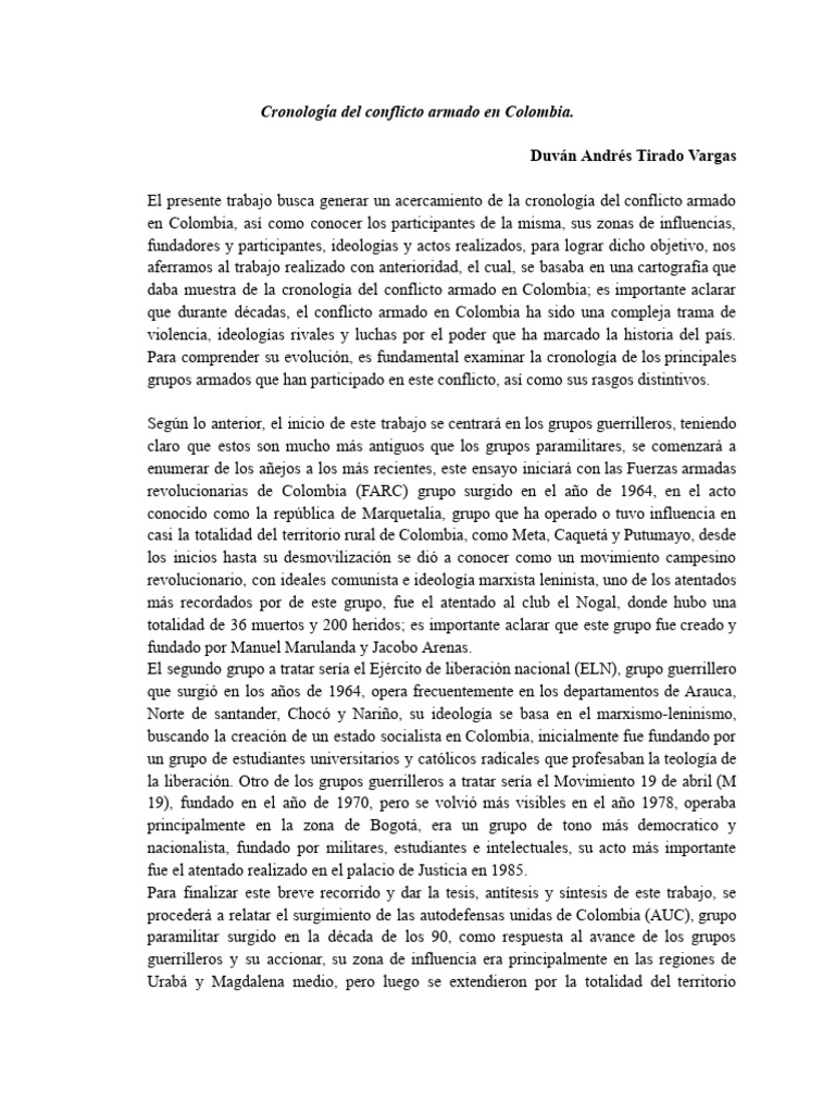 Cronología del Conflicto Armado en Colombia | PDF | Guerra de ...
