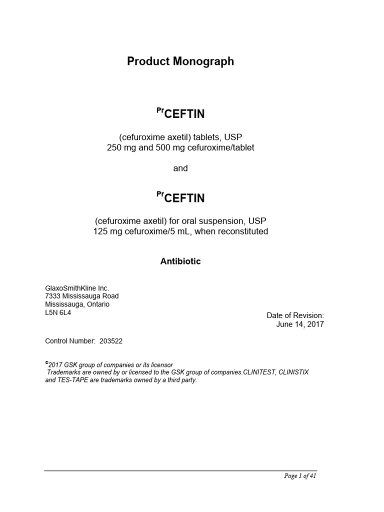 CEFTIN (Cefuroxime Axetil) Monograph | PDF | Pneumonia | Streptococcus
