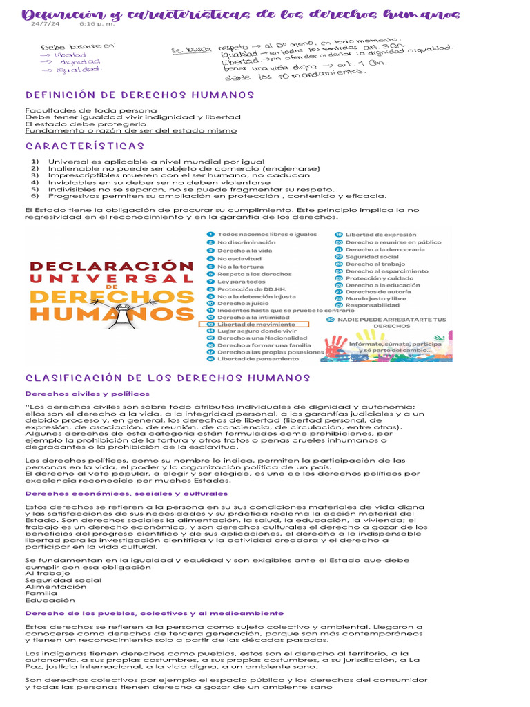 Definición y Clasificación de Derechos Humanos | PDF | Derechos humanos ...