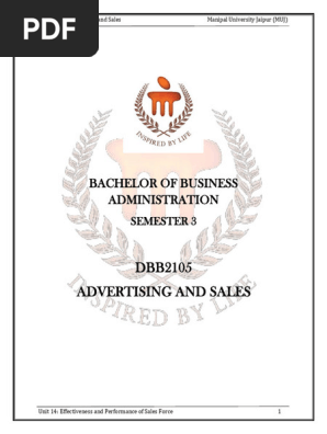 DBB2105 Unit-14  Effectiveness and Performance of Sales Force