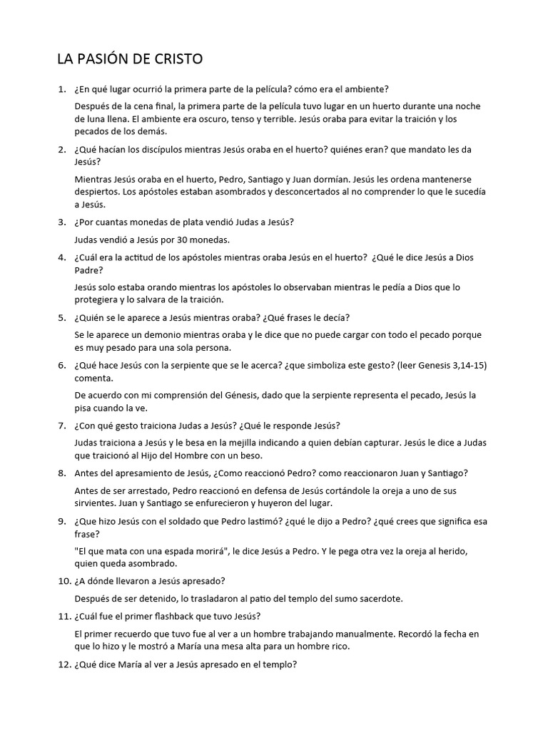 La Pasion de Cristo Guia de Actividades VOLPE | PDF | Jesús ...