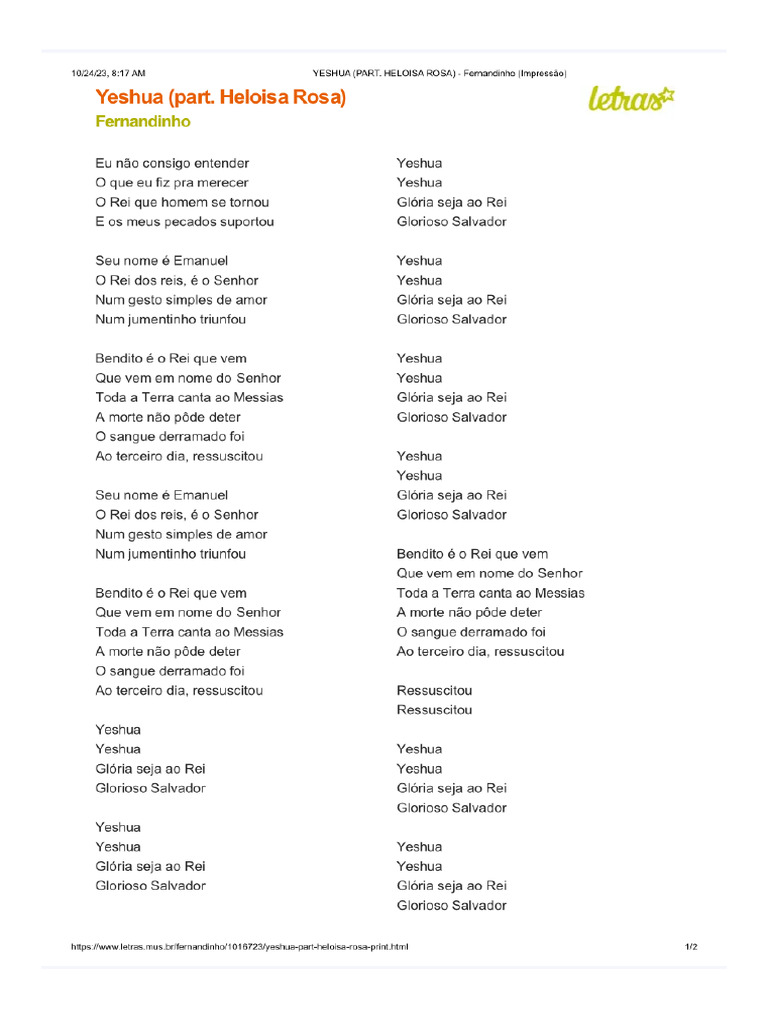 Letras Músicas | PDF
