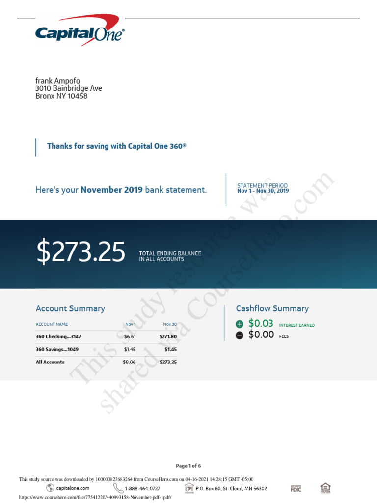 Capitalone statement november pdf 1 pdf pdf debit card
