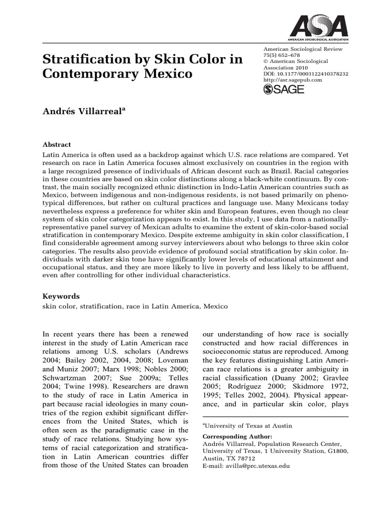Skin Color Stratification in Mexico | PDF | Race (Human Categorization ...