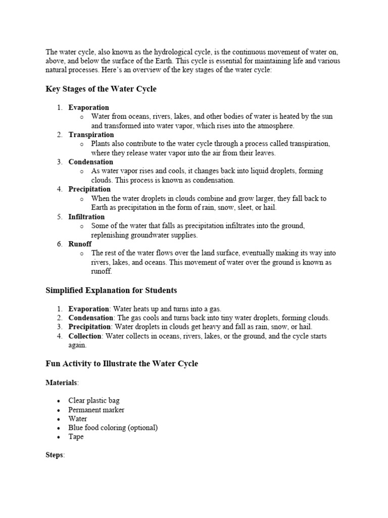 The Water Cycle | PDF | Home & Garden