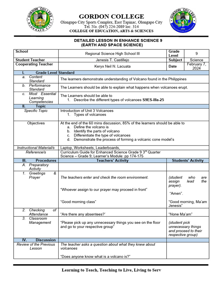 DLP Volcano Act 1 | PDF | Types Of Volcanic Eruptions | Volcano