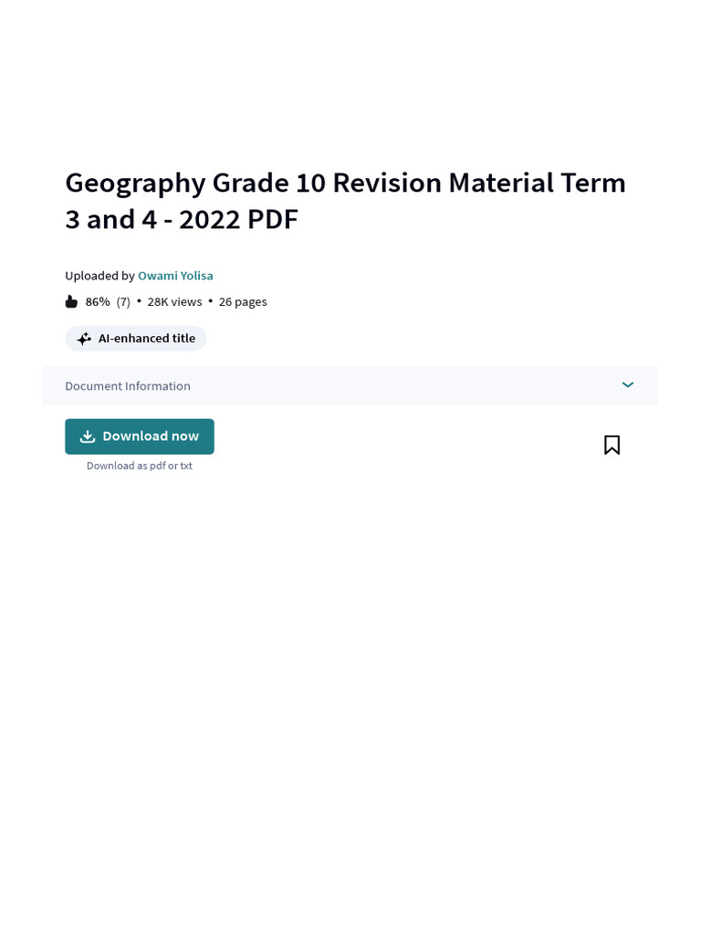 Geography Grade 10 Revision Material Term 3 and 4 - 2022 PDF - PDF ...