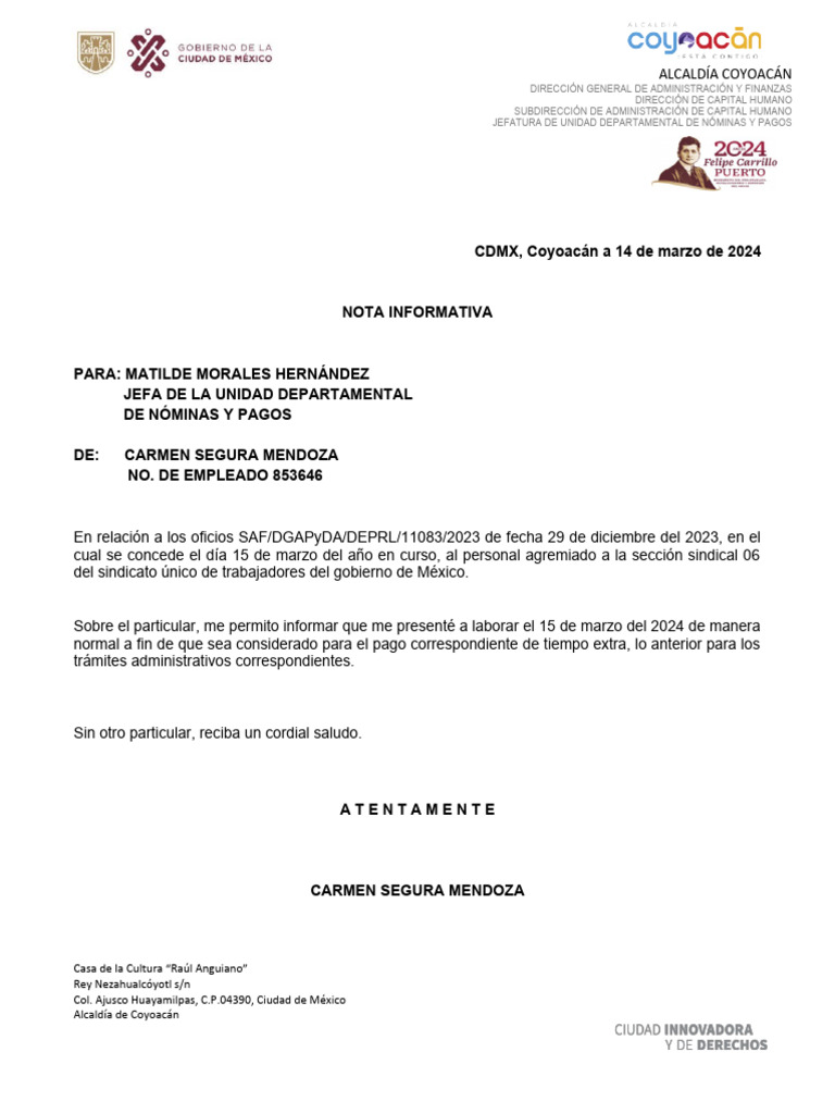 Nota Informativa Carmelita | PDF