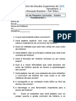 Questionário de Pesquisa Curricular