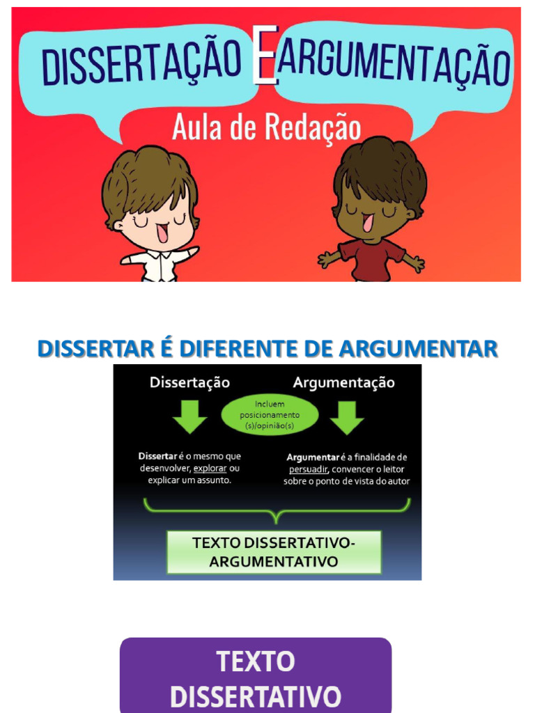Diferenças entre Dissertação e Argumentação | PDF | Brasil | Aprendizado