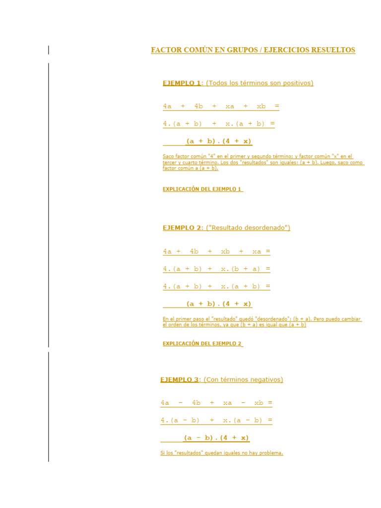 Factorizacion 2 FACTOR COMÚN EN GRUPOS | PDF