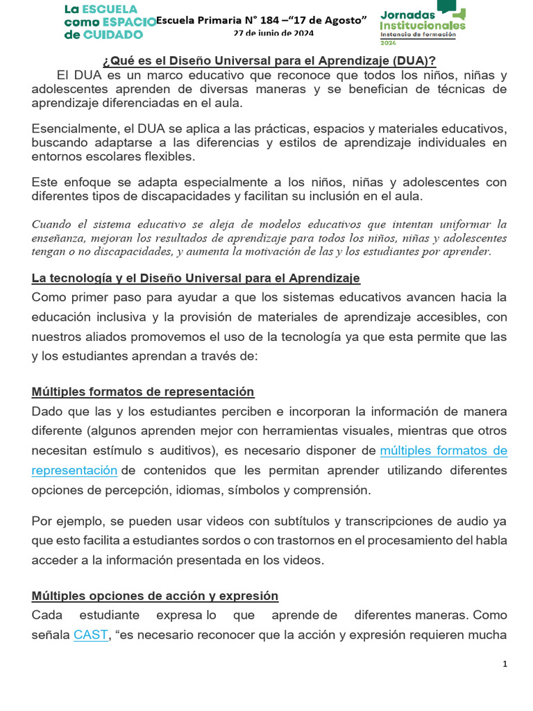 Qué Es El Diseño Universal Para El Aprendizaje Dua Pdf