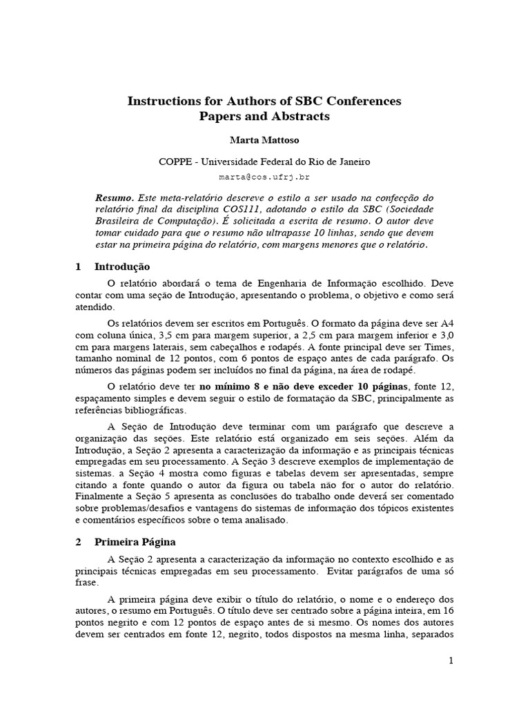 SBC Template ModeloSecoes ECI PDF Engenharia Informática