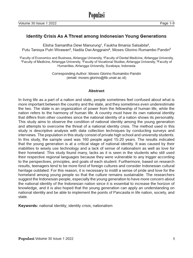Indonesian Youth Identity Crisis | PDF | Survey Methodology | Questionnaire