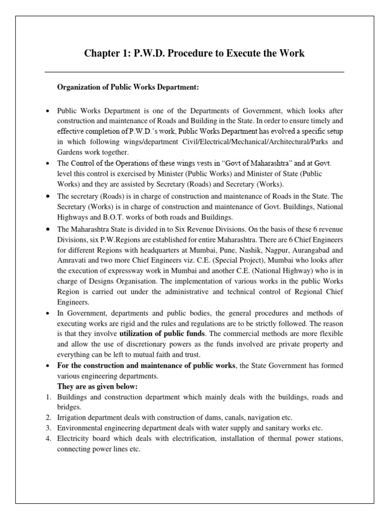PWD Work Execution Procedures in Maharashtra | PDF | Employment ...