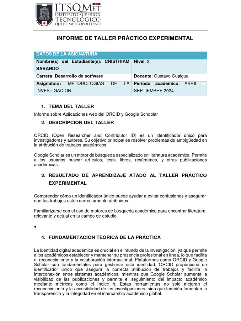 Taller 1 | PDF | Crecimiento personal y profesional | Informática