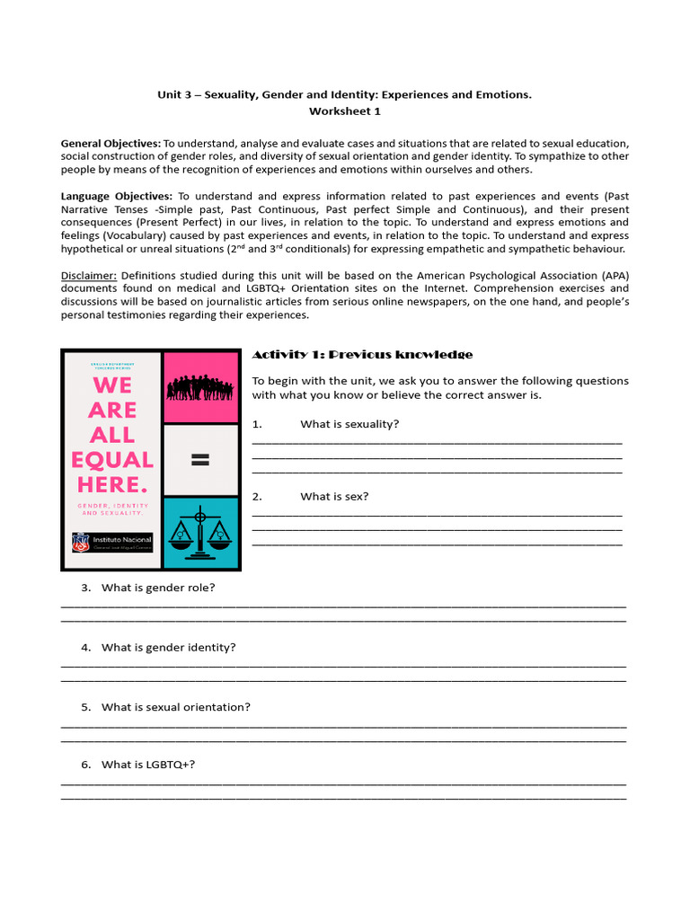 Sexuality Gender and Identity Emotions and Experiences | PDF | Sexual ...