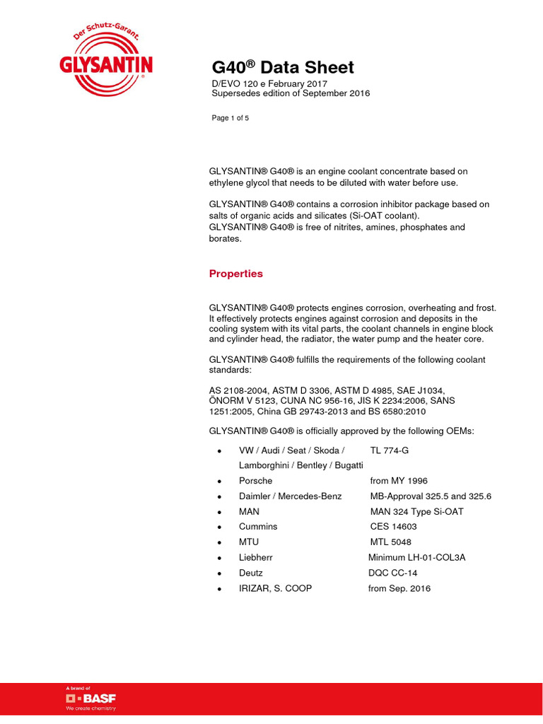 Technisches Datenblatt g40 Eng | PDF | Chemical Substances | Materials