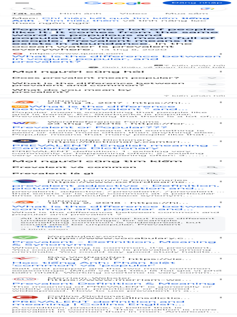 Phân Biệt Prevalent và Popular | PDF | Lexicography | Lexicology