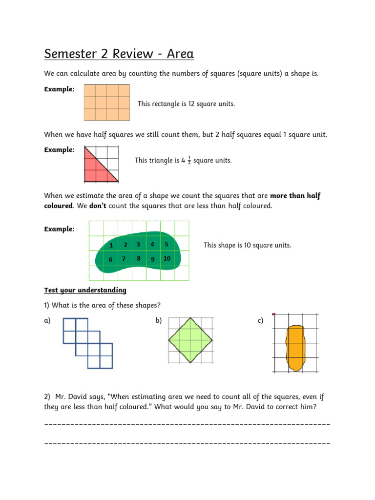 Area Calculation and Estimation Guide | PDF | Area | Length