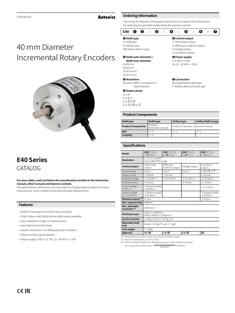 E40 Series Rotary Encoders Catalog | PDF | Electrical Engineering ...