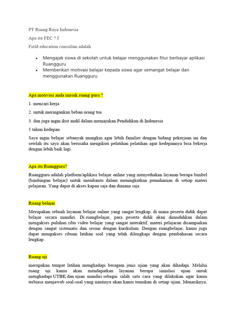 PT Ruang Raya Indonesia | PDF