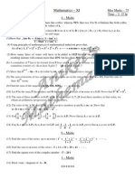 Warm-UP TEST - 8 Mathematics - XI 4-Marks Max Marks - 75 Time - 2:15 hr