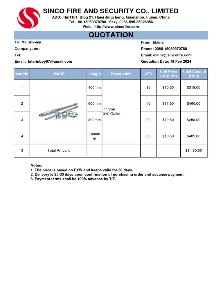 Fire Equipment Quotation Feb 2024 | PDF