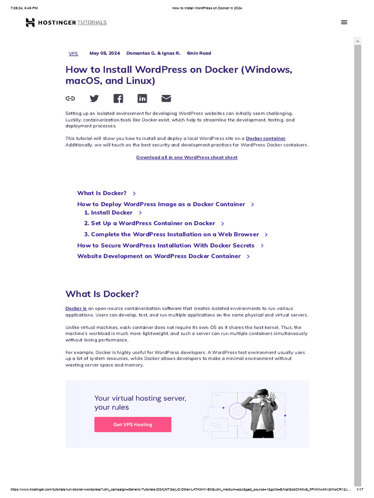 How To Install WordPress On Docker in 2024 | PDF | Word Press | My Sql