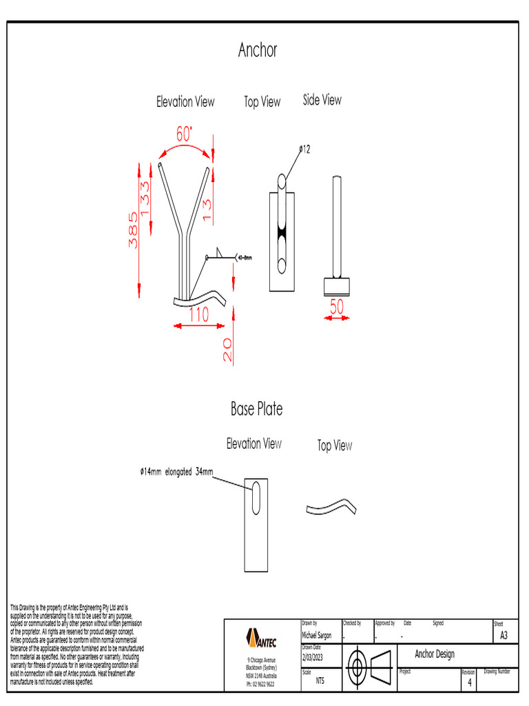 Anchor Design Technical Drawing | PDF