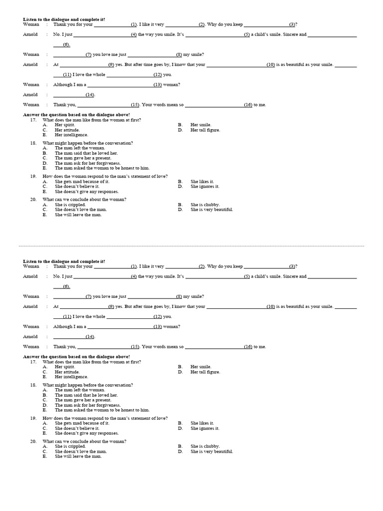 Complete the Dialogue Exercise | PDF