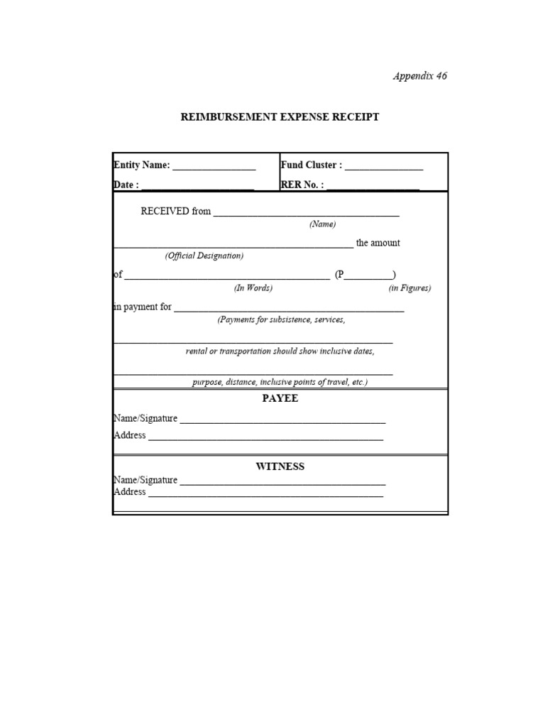 Reimbursement Expense Receipt Template | PDF | Money | Economies