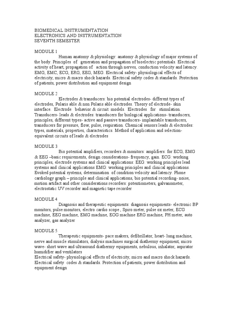 6835 Bio Medical Instrumentation | PDF | Electromyography |  Electroencephalography