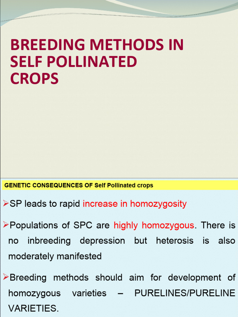 9a. Breeding of Self-Pollinated Crops - Mass Selection | PDF | Plant ...