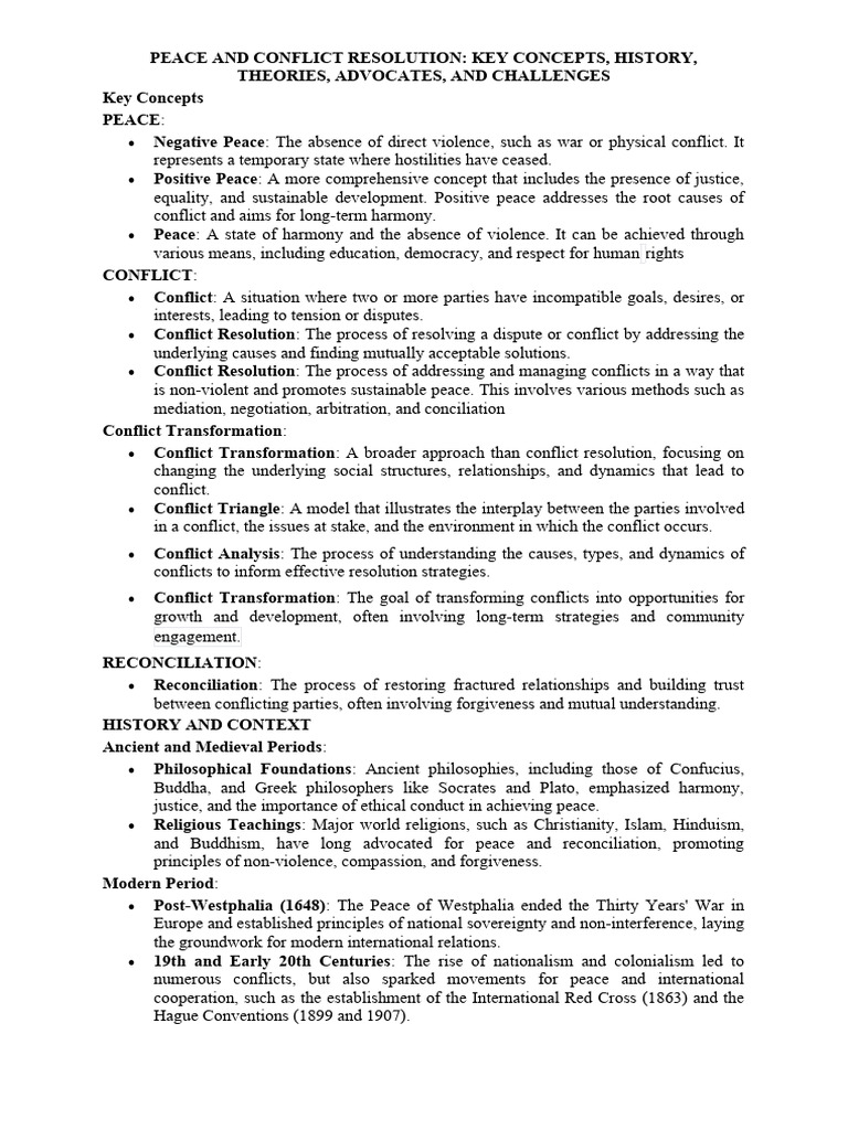 Peace and Conflict Resolution 2024 | PDF | Conflict Resolution ...