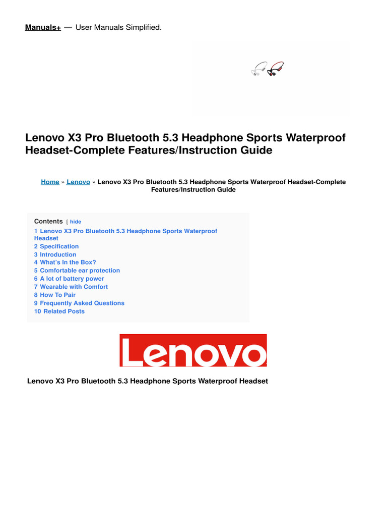Lenovo x3 pro user guide pdf headphones bluetooth