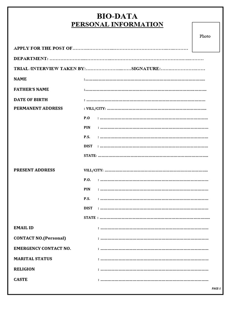 Bio Data Form | PDF | Authentication | Access Control