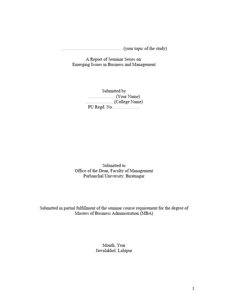 Seminar Report on Business Management Issues | PDF | Citation | Data