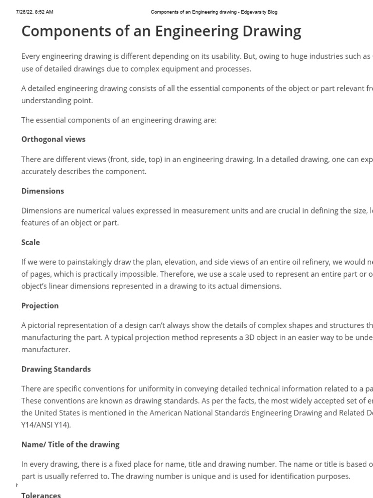 Components of An Engineering Drawing - Edgevarsity Blog | PDF | Drawing