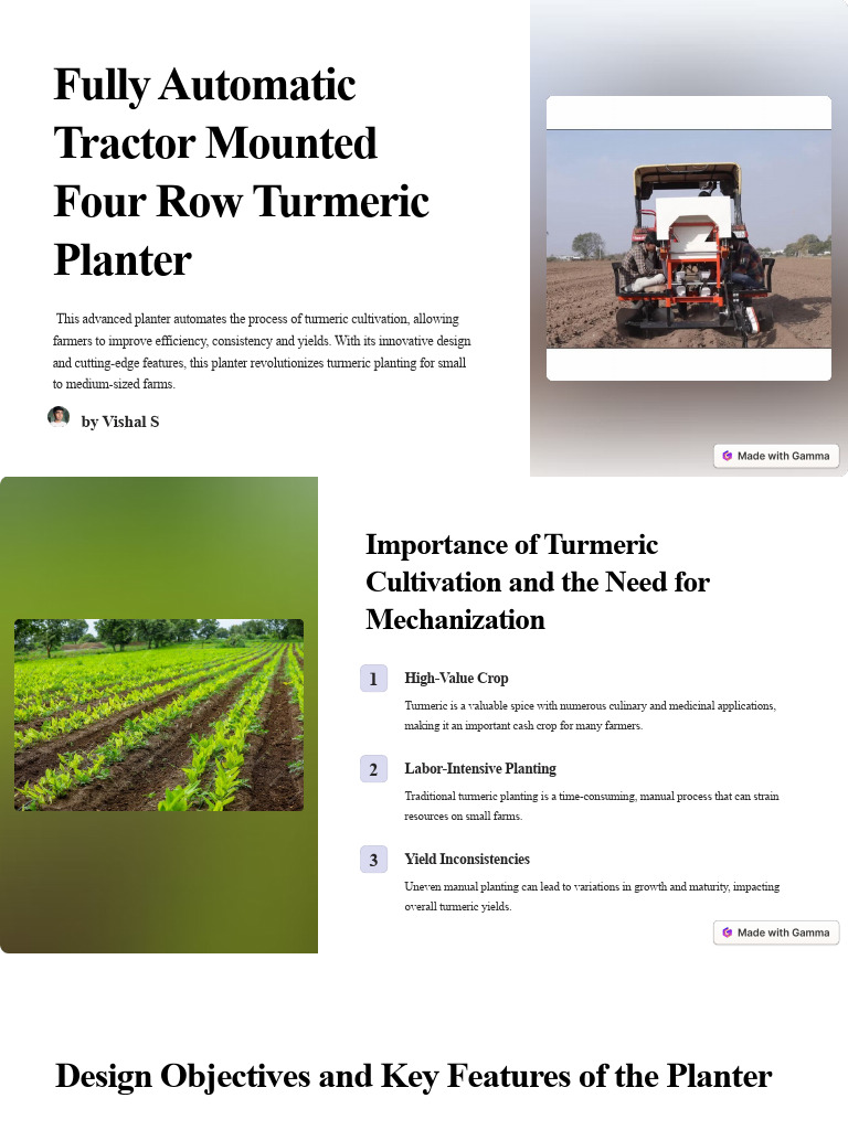 Fully Automatic Tractor Mounted Four Row Turmeric Planter | PDF ...