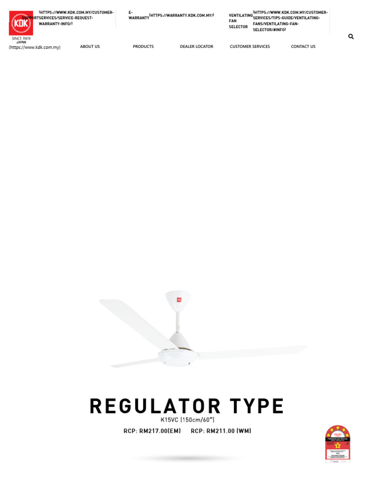 KDK K15VC Ceiling Fan Overview | PDF | Vehicles